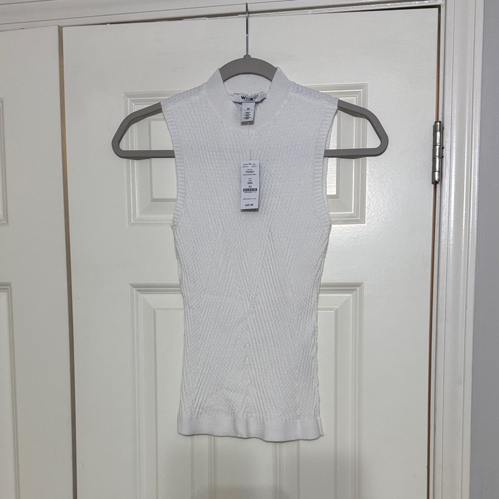 White House Black Market Textured White Tank Top